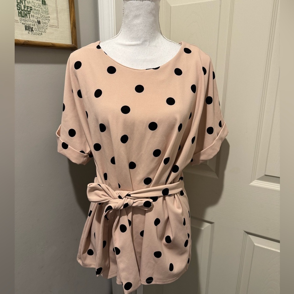 Worthington polka dot belted top